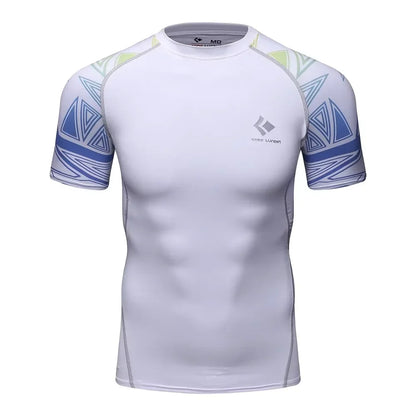 BJJ Rash Guard Men Short Sleeve MMA Compression Shirt No Gi Training Top