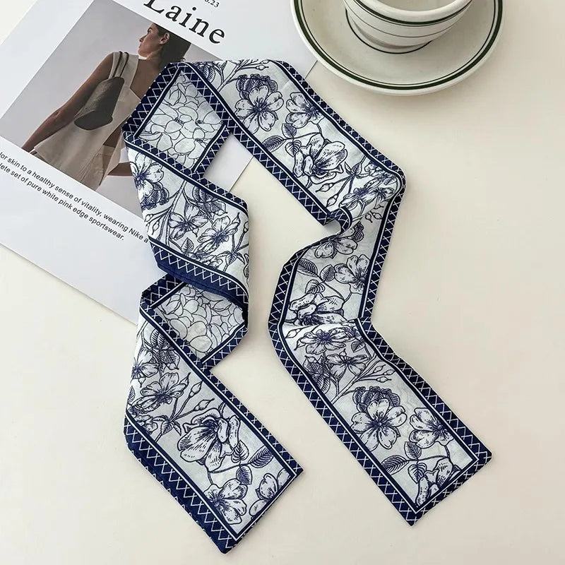 Vintage Paisley Hair Scarf for Women – Satin Headband Neck Tie Ribbon