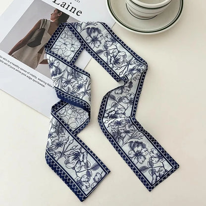Vintage Paisley Hair Scarf for Women – Satin Headband Neck Tie Ribbon