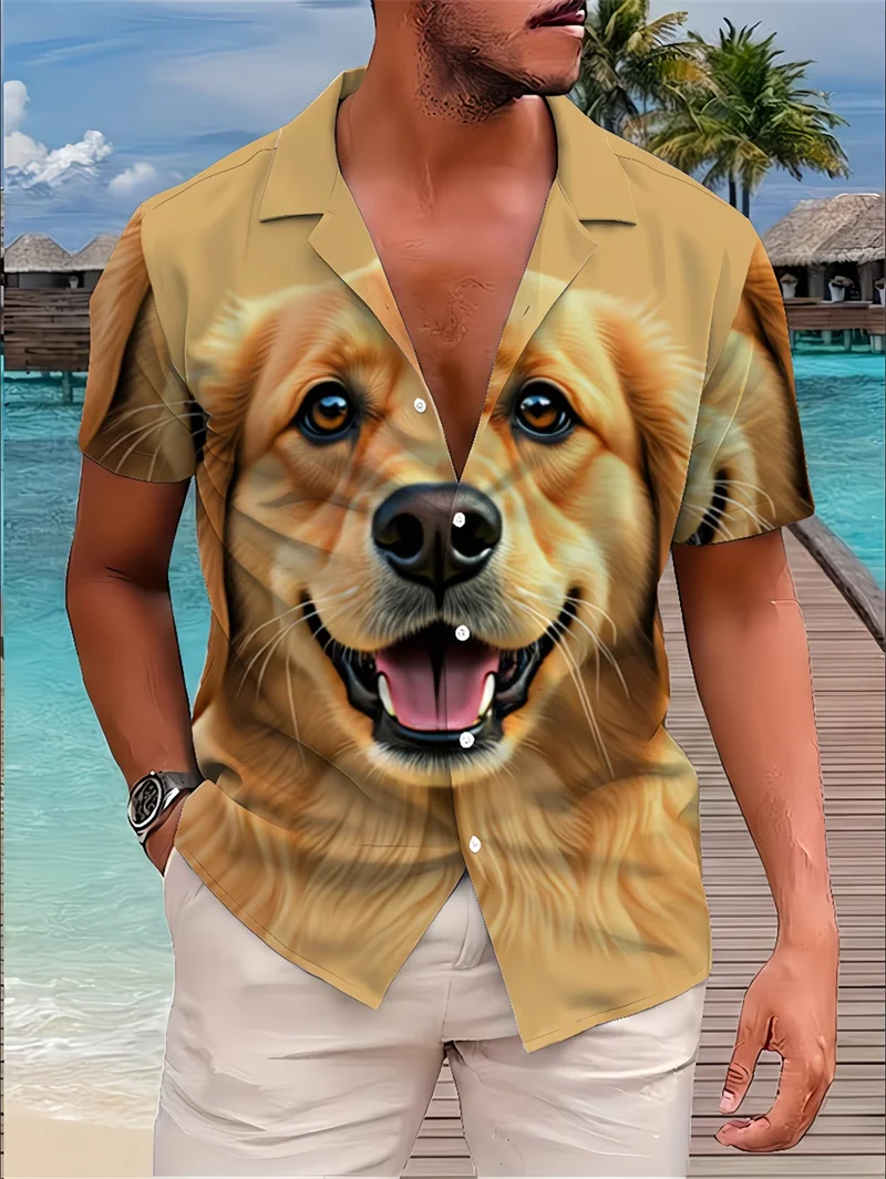 Tropical Pink Hawaiian Shirt Cartoon Tie Print Casual Beach Party Top