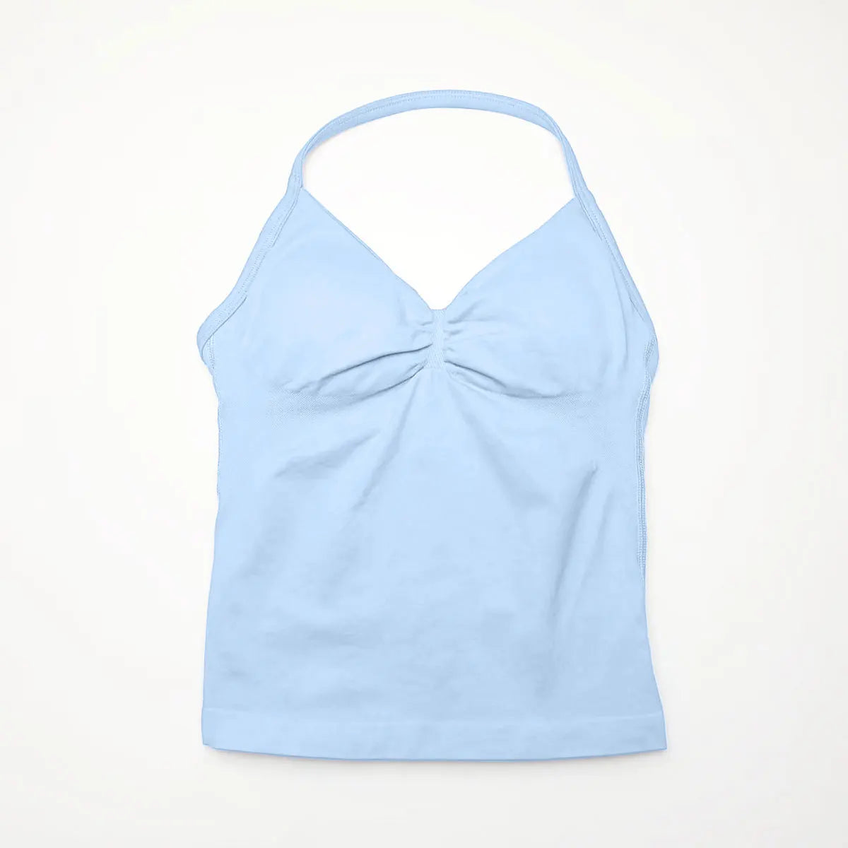 Pink Halter Neck Ruched Active Tank Top