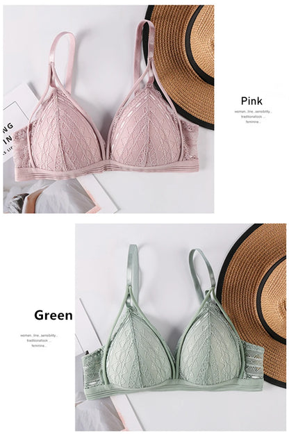 Sexy Lace Bralette for Women – Soft Wireless Push Up Bra