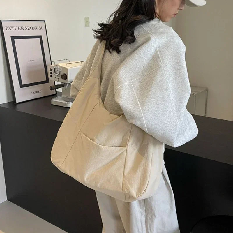 Quilted Nylon Hobo Tote Bag – Lightweight Large Capacity Shoulder Bag for Women
