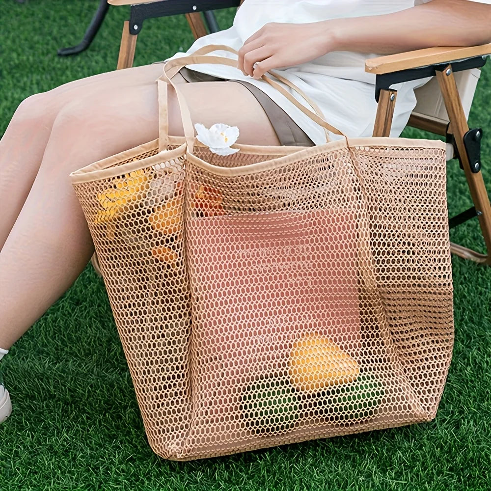 Large Mesh Beach Tote Bag – Waterproof Summer Shoulder Bag for Women