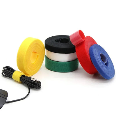5m/roll Reusable Cable Management Strap Roll – Hook & Loop Fastener Tape