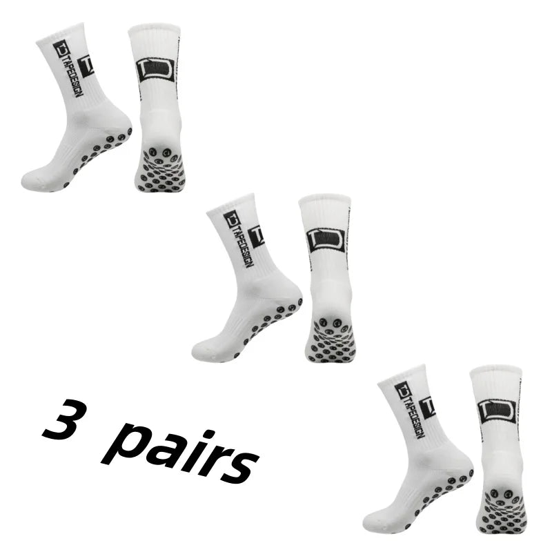 3 Pairs Grip Soccer Socks – Anti Slip Athletic Crew Sports Socks