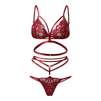 Sexy Lace Lingerie Set – Strappy Push Up Bra & Panty Set for Women