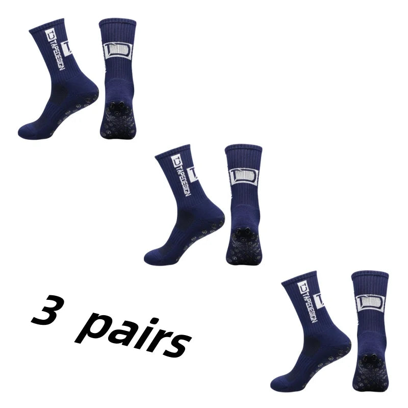 3 Pairs Grip Soccer Socks – Anti Slip Athletic Crew Sports Socks