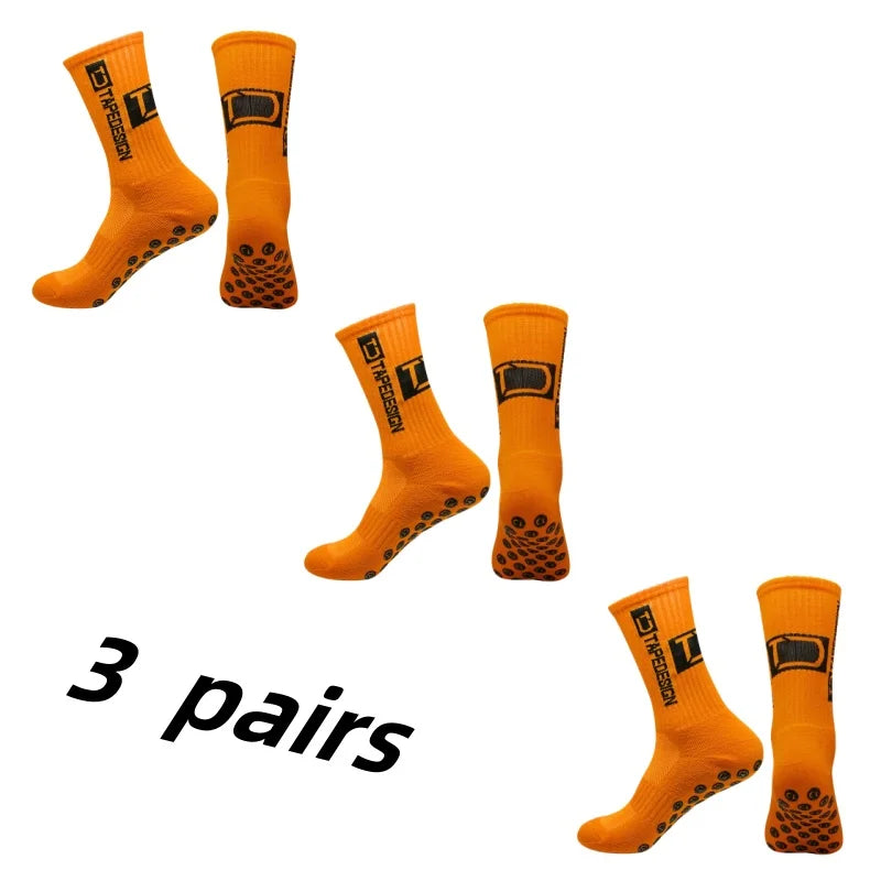 3 Pairs Grip Soccer Socks – Anti Slip Athletic Crew Sports Socks