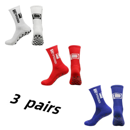 3 Pairs Grip Soccer Socks – Anti Slip Athletic Crew Sports Socks