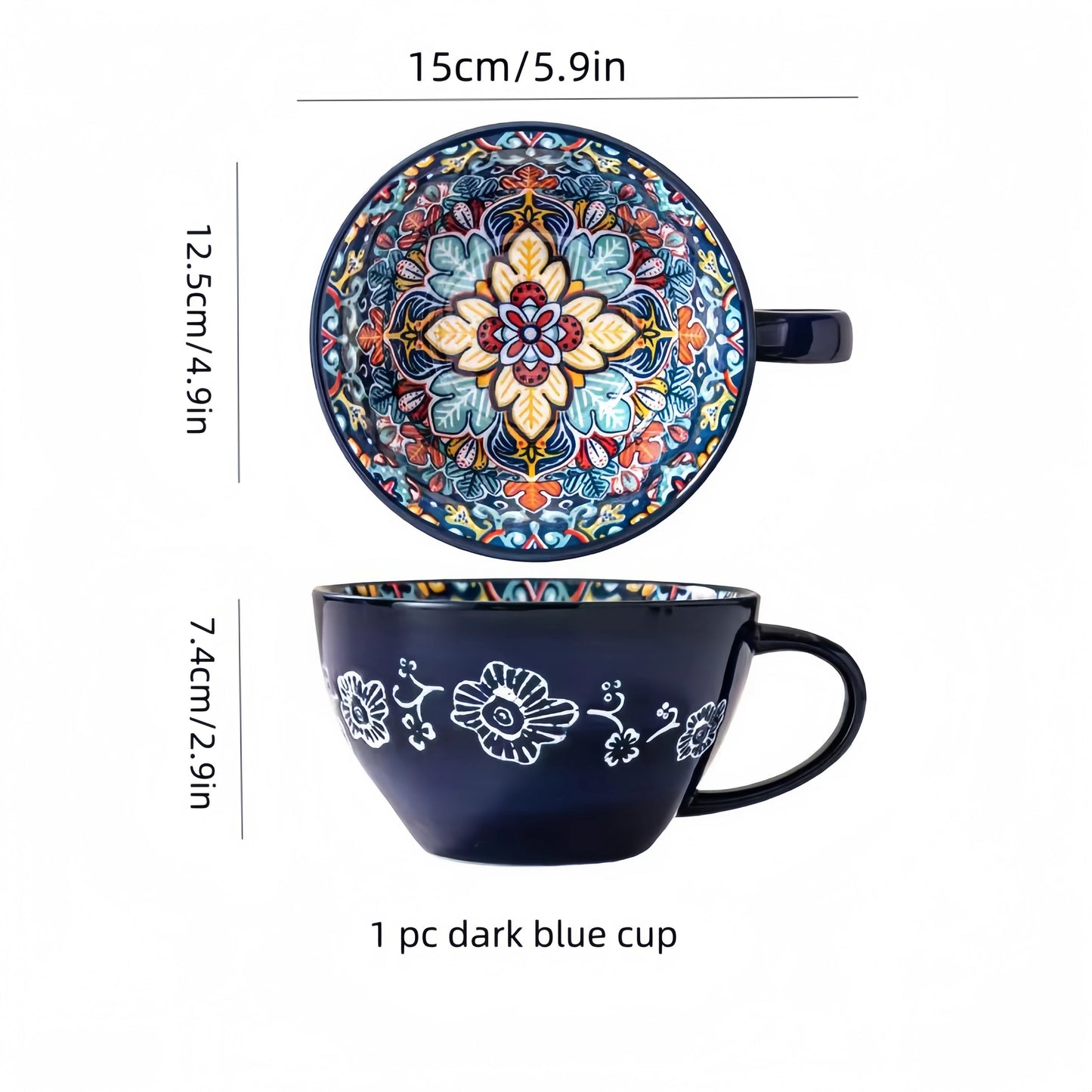 Colorful Ceramic Coffee Mug Set – Vintage Floral Tea Cups for Espresso, Cappuccino & Cozy Kitchen Decor