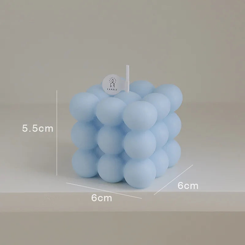 Aesthetic Bubble Cube Candle | Handmade Soy Wax Scented Candle for Home Decor