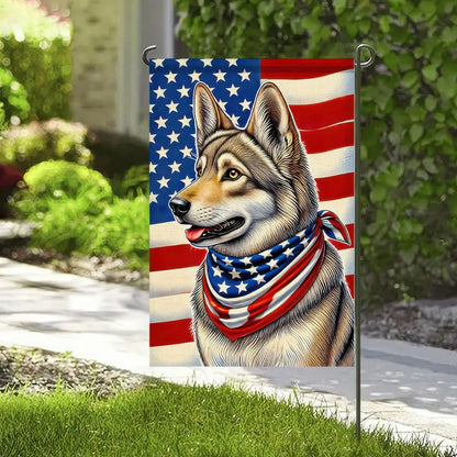 Patriotic American Flag 4th of July German Shepherd Garden Flag 12x18 Double Sided Small Yard House Flags for Memorial
