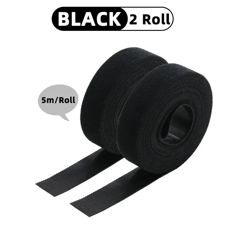 5m/roll Reusable Cable Management Strap Roll – Hook & Loop Fastener Tape