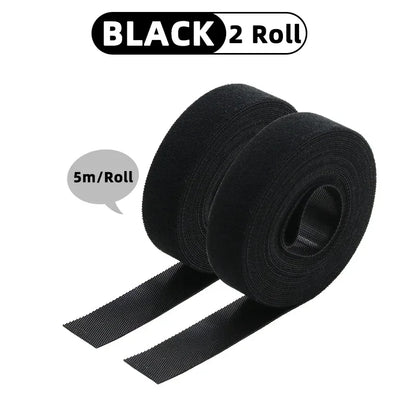 5m/roll Reusable Cable Management Strap Roll – Hook & Loop Fastener Tape