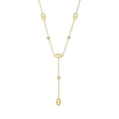 Gold Crystal Necklace Bracelet Set – Elegant Minimalist Chain Jewelry Set for Women