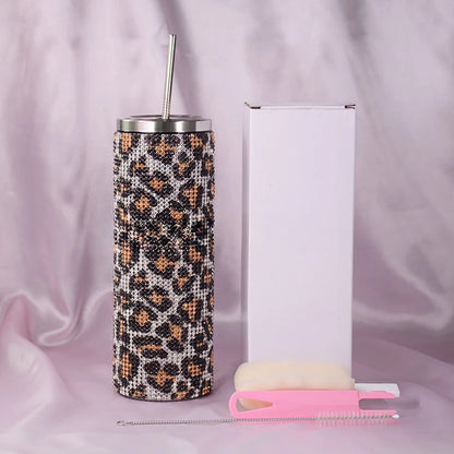 20oz Bling Diamond Tumbler with Straw Stainless Steel Insulated Coffee Cup