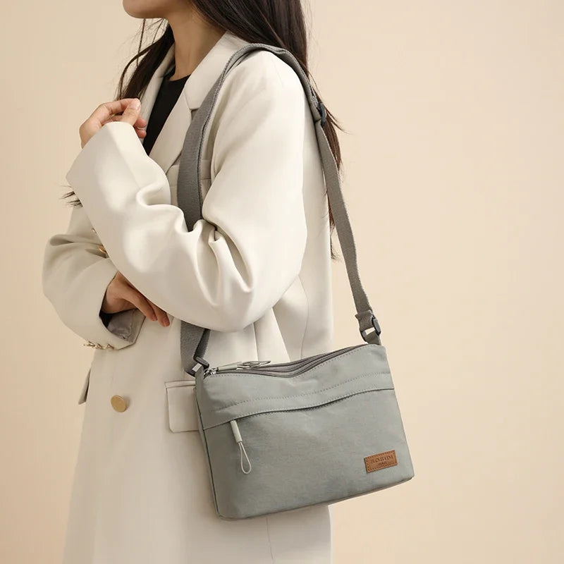 Minimalist Crossbody Shoulder Bag – Lightweight Casual Nylon Messenger Bag for Women