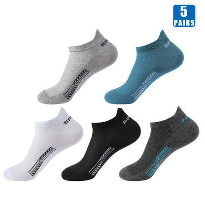 5 Pairs Men’s No Show Sports Socks – Breathable Low Cut Athletic Ankle Socks Set