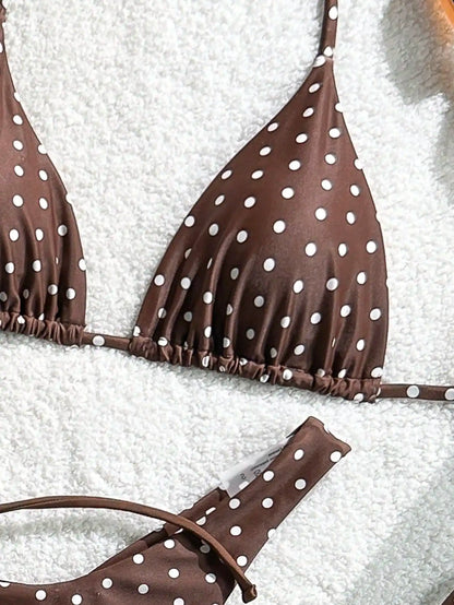 Retro Polka Dot Triangle Bikini Set Women Vintage Two Piece Swimsuit Summer Beachwear
