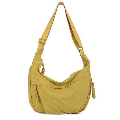 Casual Nylon Crescent Shoulder Bag – Lightweight Slouchy Crossbody Hobo Bag for Women
