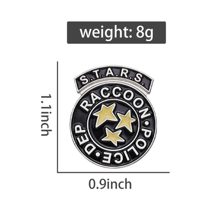 Stars Rescue Raccoon Police Department Enamel Pins Terrifying Game Movies Brooches Lapel Badges Jewelry Gift For Fans Friends