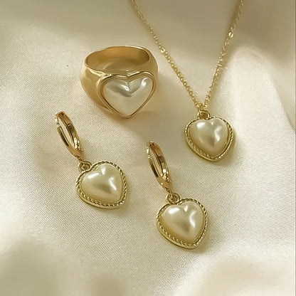 Pearl Necklace & Earrings Set – Elegant Gold Pearl Jewelry Set for Women