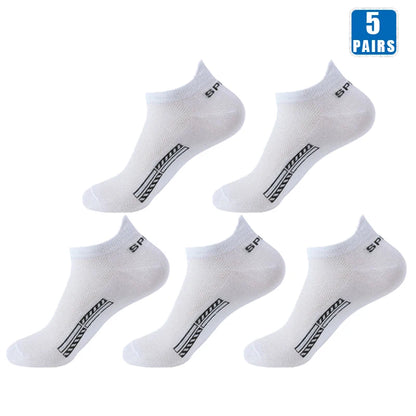 5 Pairs Men’s No Show Sports Socks – Breathable Low Cut Athletic Ankle Socks Set