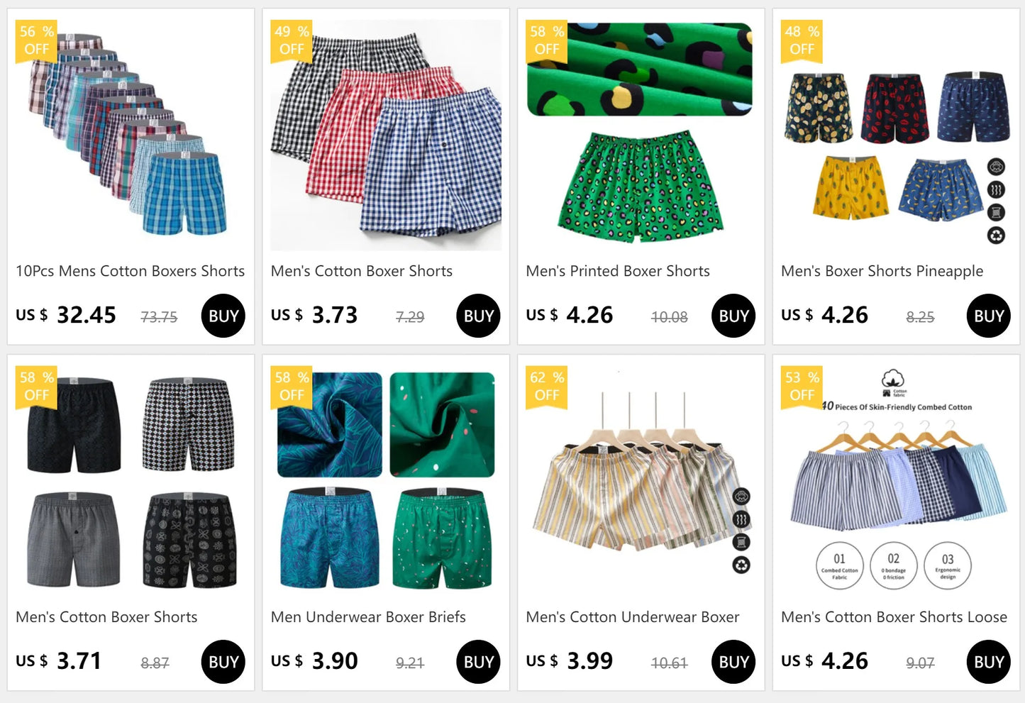 Men’s Cotton Boxer Shorts Pack – Soft Plaid Printed Loose Fit Breathable Underwear for Everyday Comfort