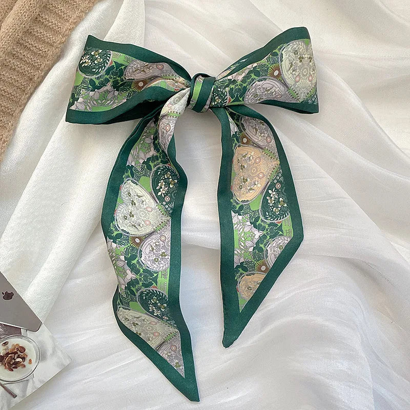 Vintage Paisley Hair Scarf for Women – Satin Headband Neck Tie Ribbon