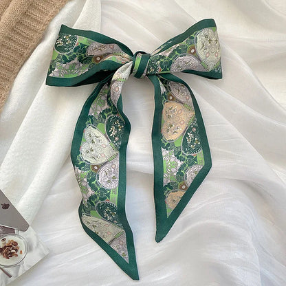 Vintage Paisley Hair Scarf for Women – Satin Headband Neck Tie Ribbon