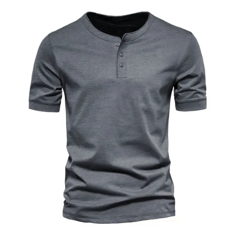 Men’s Casual Henley T-Shirt – Slim Fit Short Sleeve Cotton Tee