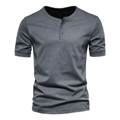 Men’s Casual Henley T-Shirt – Slim Fit Short Sleeve Cotton Tee