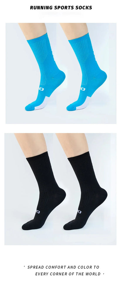 5 Pairs Compression Sports Crew Socks – Breathable Athletic Running & Training Socks