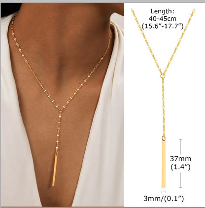 Gold Layered Y Necklace – Minimalist Dainty Lariat Necklace for Women Elegant Jewelry