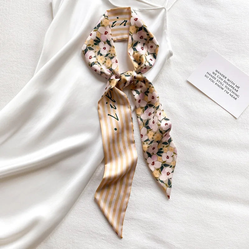 Vintage Paisley Hair Scarf for Women – Satin Headband Neck Tie Ribbon
