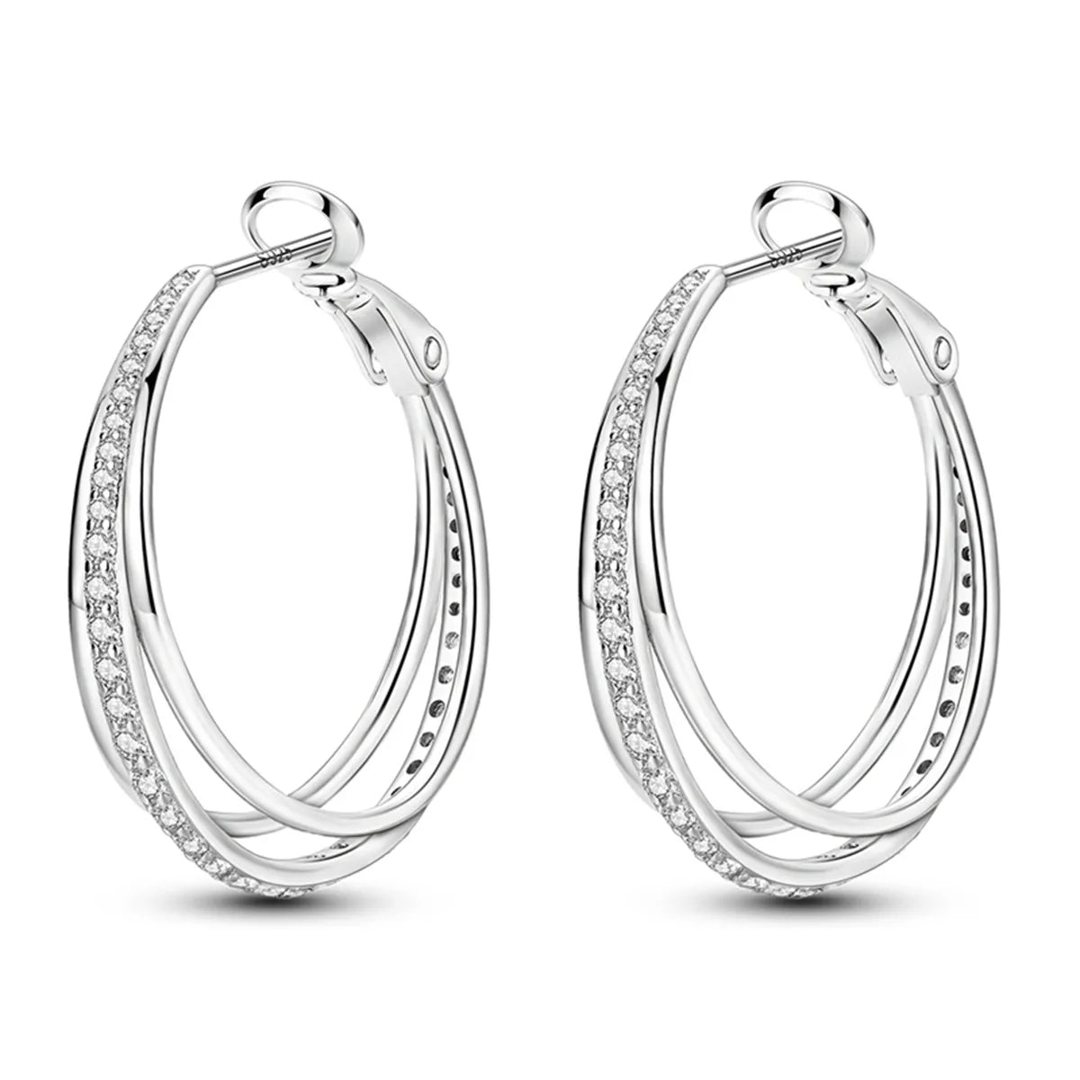 925 Sterling Silver Hoop Earrings – Minimalist Layered Huggie Earrings for Women