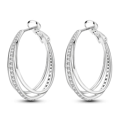 925 Sterling Silver Hoop Earrings – Minimalist Layered Huggie Earrings for Women