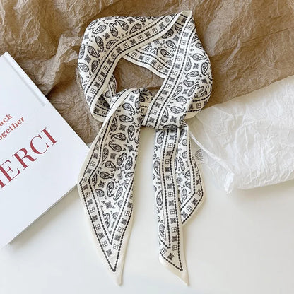 Vintage Paisley Hair Scarf for Women – Satin Headband Neck Tie Ribbon