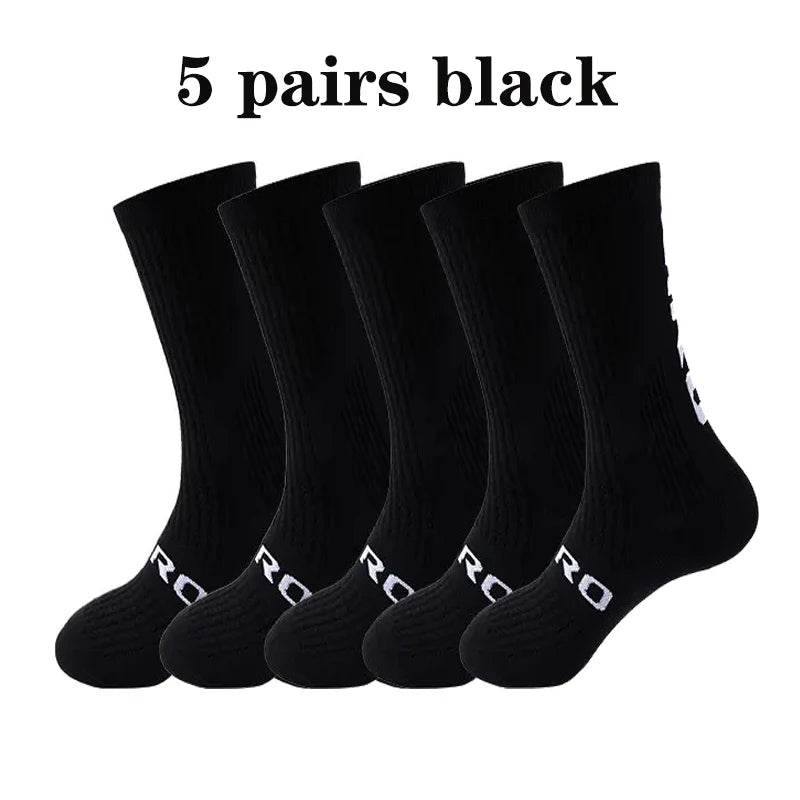 5 Pairs Compression Sports Crew Socks – Breathable Athletic Running & Training Socks