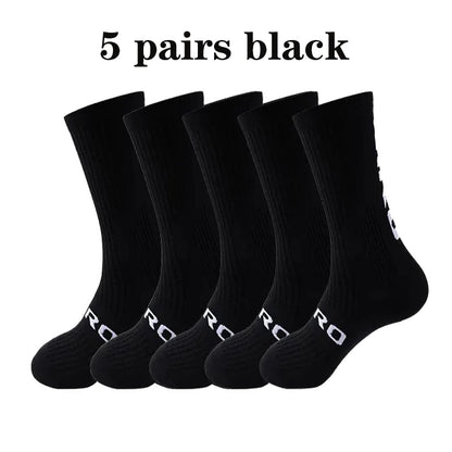 5 Pairs Compression Sports Crew Socks – Breathable Athletic Running & Training Socks