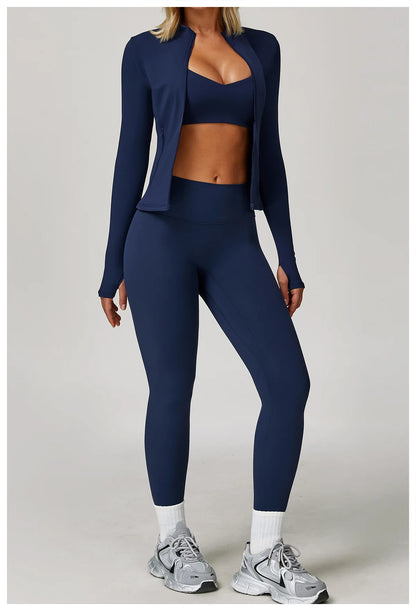 Women's Tracksuits 2 Pieces Sports Set Women Tracksuit Running Workout Sport Suit Gym Sportswear Long Sleeve Bra Clothing
