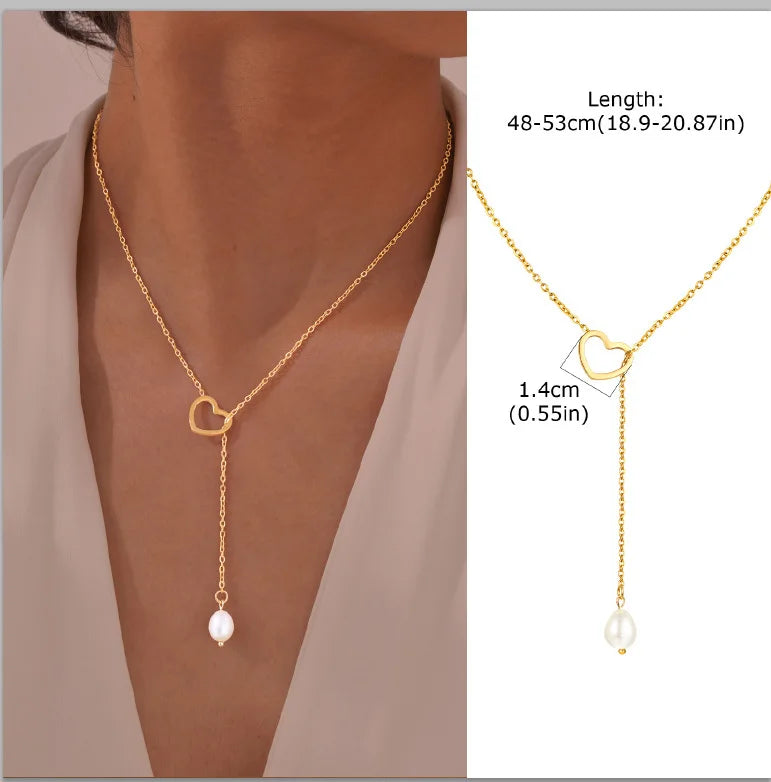 Gold Layered Y Necklace – Minimalist Dainty Lariat Necklace for Women Elegant Jewelry