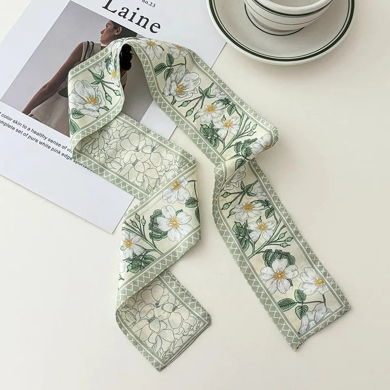 Vintage Paisley Hair Scarf for Women – Satin Headband Neck Tie Ribbon