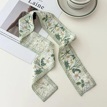 Vintage Paisley Hair Scarf for Women – Satin Headband Neck Tie Ribbon