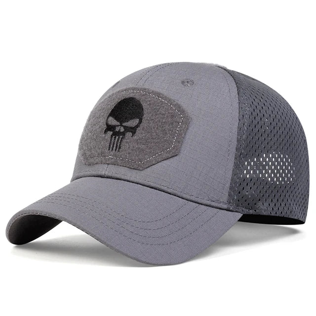 Skull Tactical Trucker Hat – Breathable Mesh Military Baseball Cap