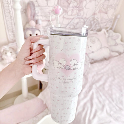 Cute Cat Stainless Steel Tumbler 40oz Insulated Water Bottle Travel Mug