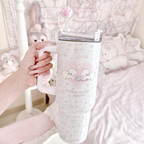 Cute Cat Stainless Steel Tumbler 40oz Insulated Water Bottle Travel Mug