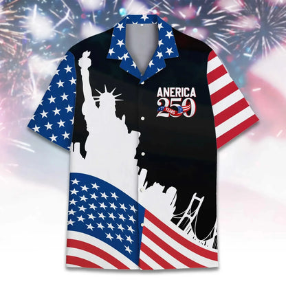 250 Years of Freedom Hawaiian Shirt Patriotic Eagle 4th of July Aloha Top