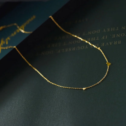 Dainty Gold Heart Necklace – Minimalist Tiny Heart Chain Necklace for Women
